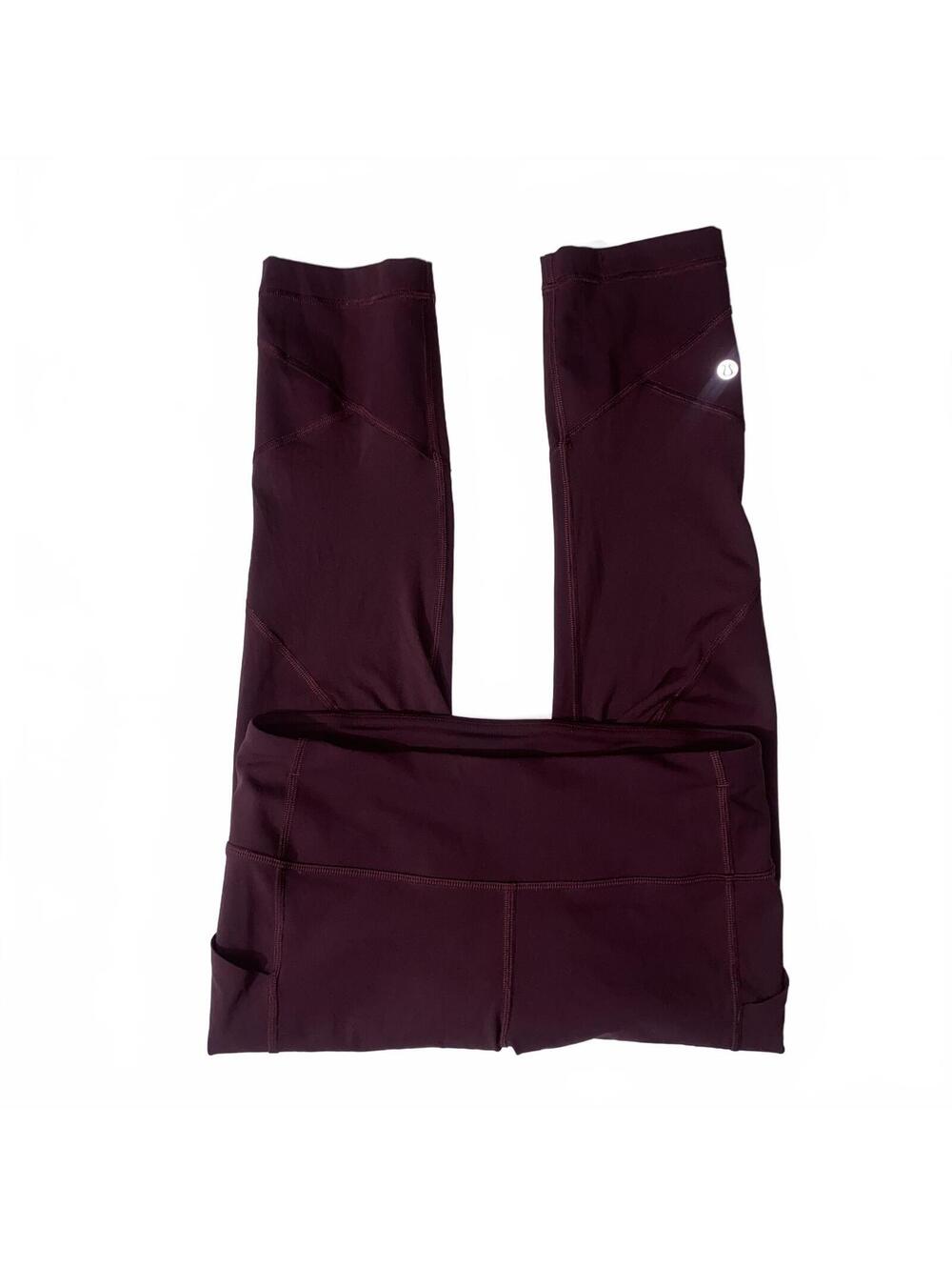 Lululemon Size 6 Burgundy Cropped Leggings High Rise Yoga Athletic Pants